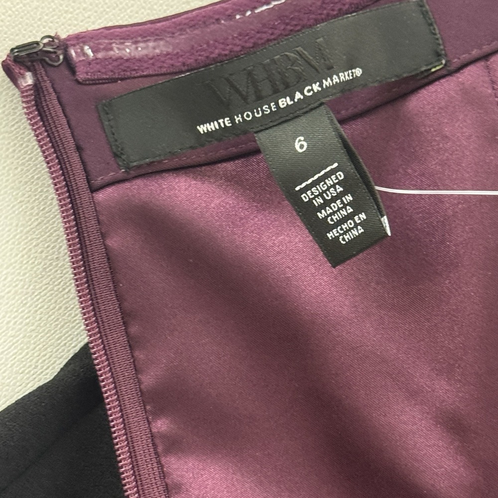 White House Black Market WHBM Strapless Twist Plum Black Jumpsuit 6 Wide Leg - Picture 8 of 10